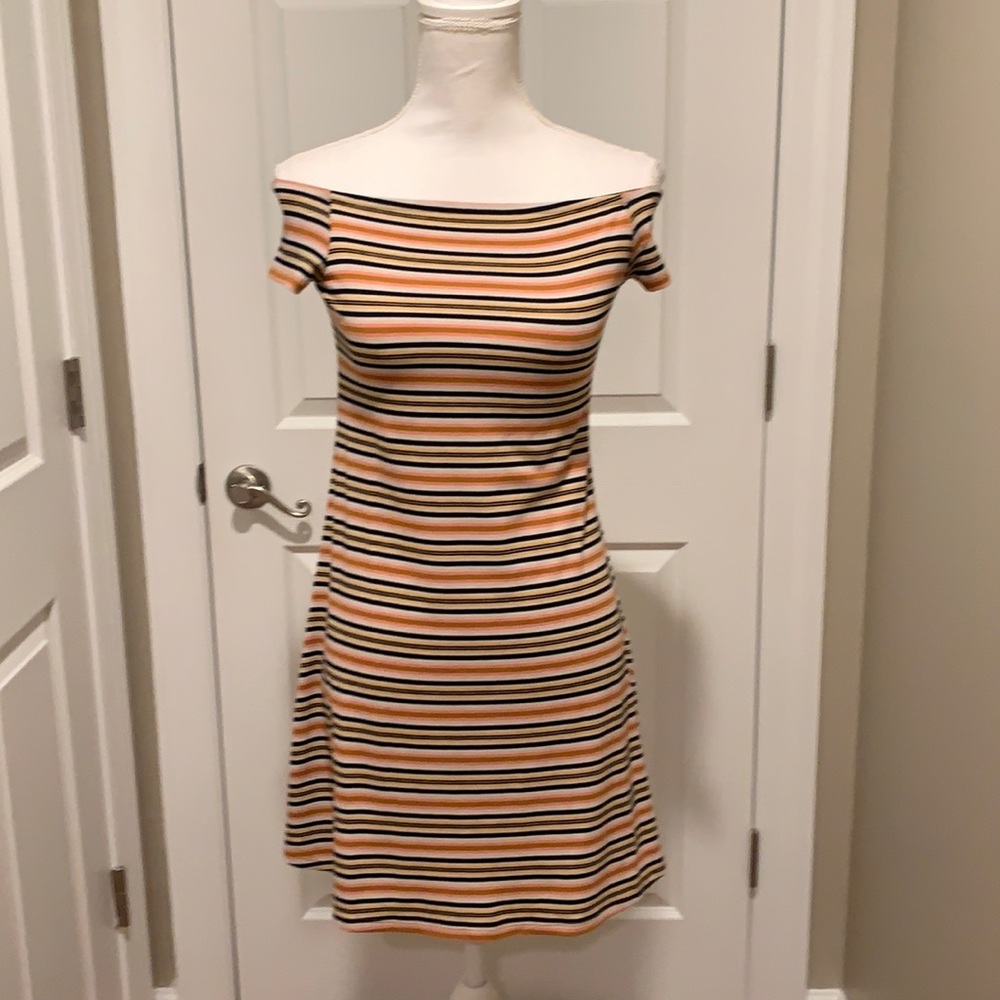 Striped Off Shoulder Dress